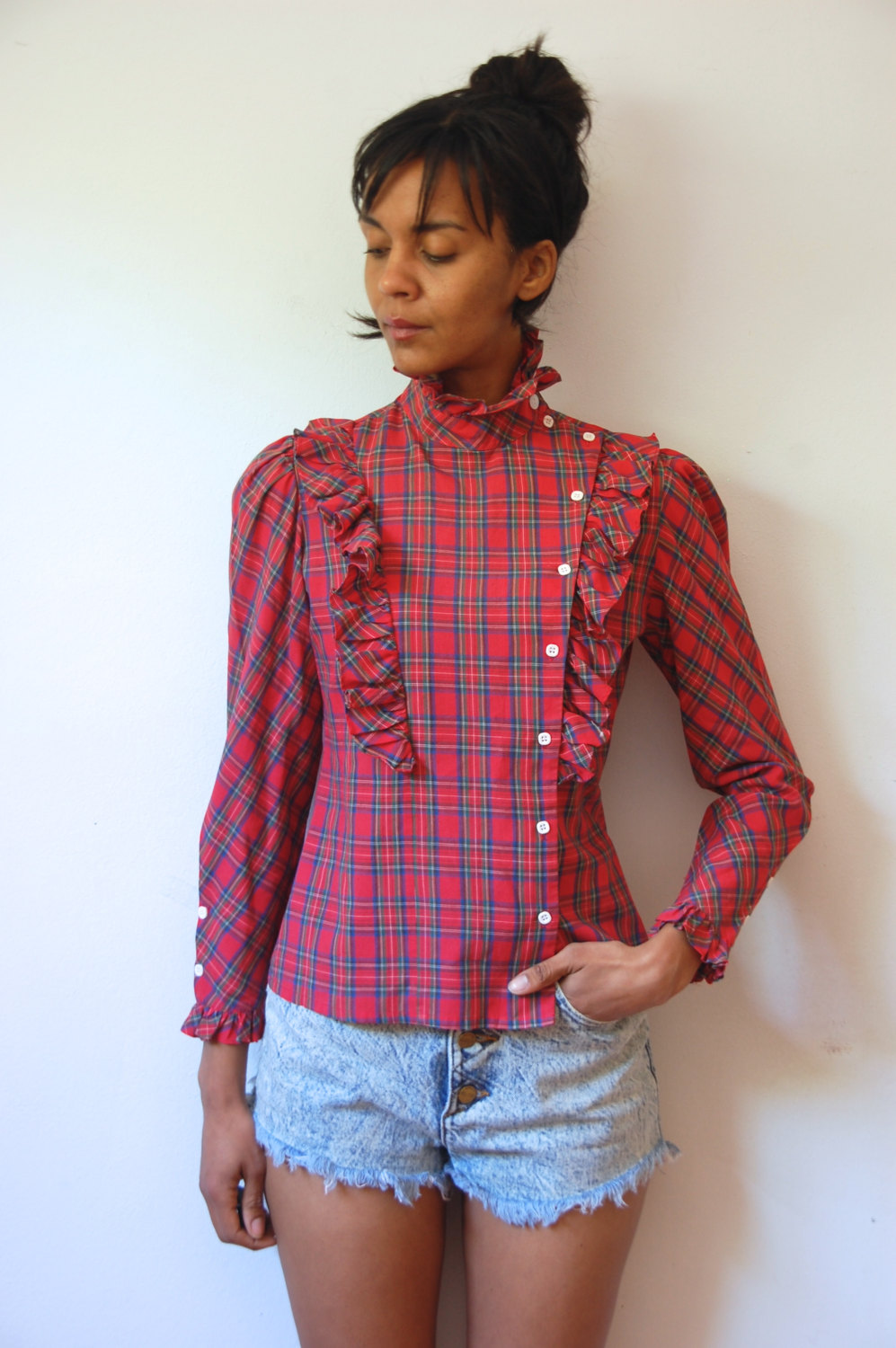 vintage 80's plaid asymmetrical ruffle blouse 1721-vintage-80-s-plaid-asymmetrical-ruffle-blouse.jpg